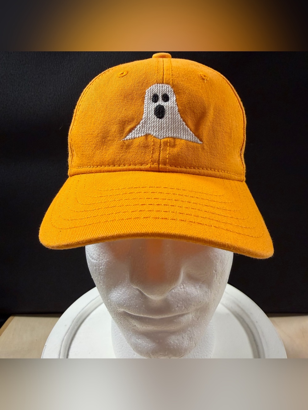 Kids Harding Lane Embroidered Ghost Baseball Orange Adjustable Hat